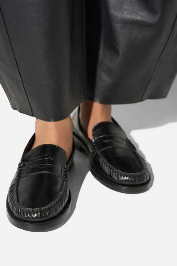 Leren Penny Loafer Dames Sevan Zwart