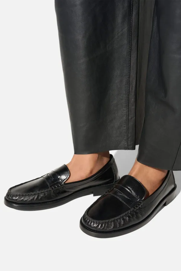 Leren Penny Loafer Dames Sevan Zwart