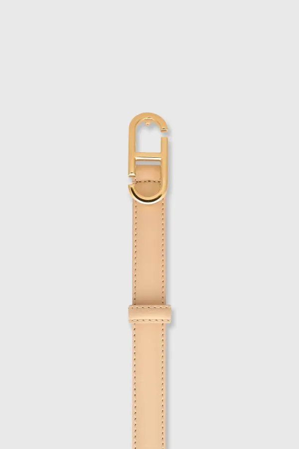 Leren Riem Dames Trophy Beige Gouden Buckle