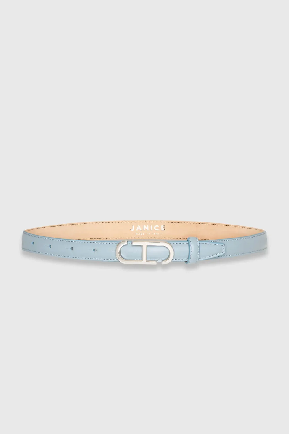 Women's Leather Belt with Trophy Buckle, Silver and Blue
