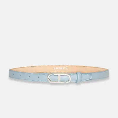 Leren Riem Dames Trophy Buckle Zilver Blauw