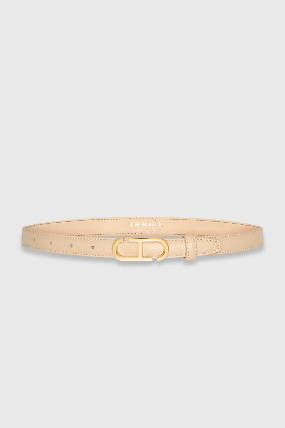 Women's Leather Belt with Trophy Design and Cream-Gold Buckle
