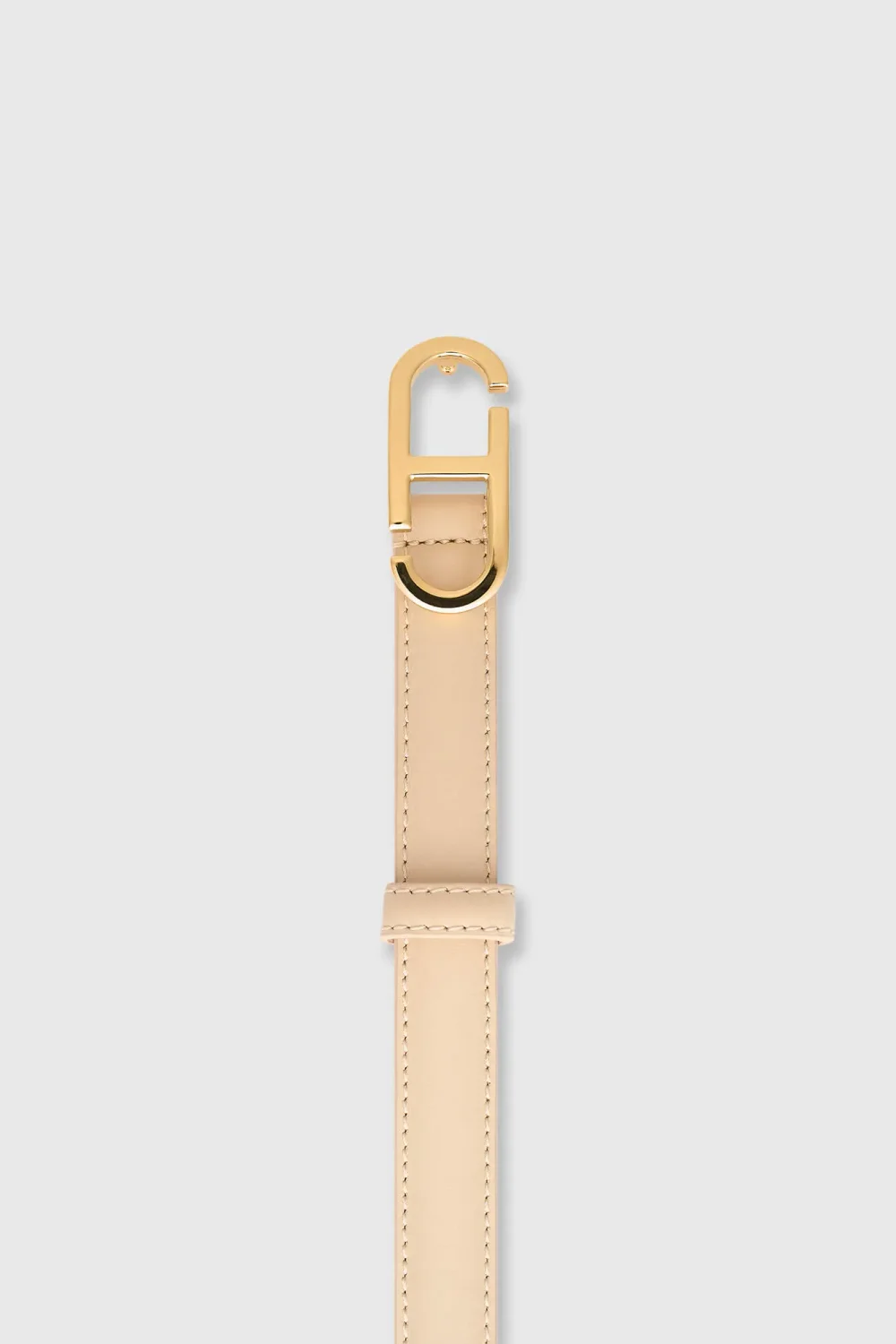 Women's Leather Belt with Trophy Design and Cream-Gold Buckle