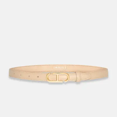 Leren Riem Dames Trophy Creme Gouden Buckle