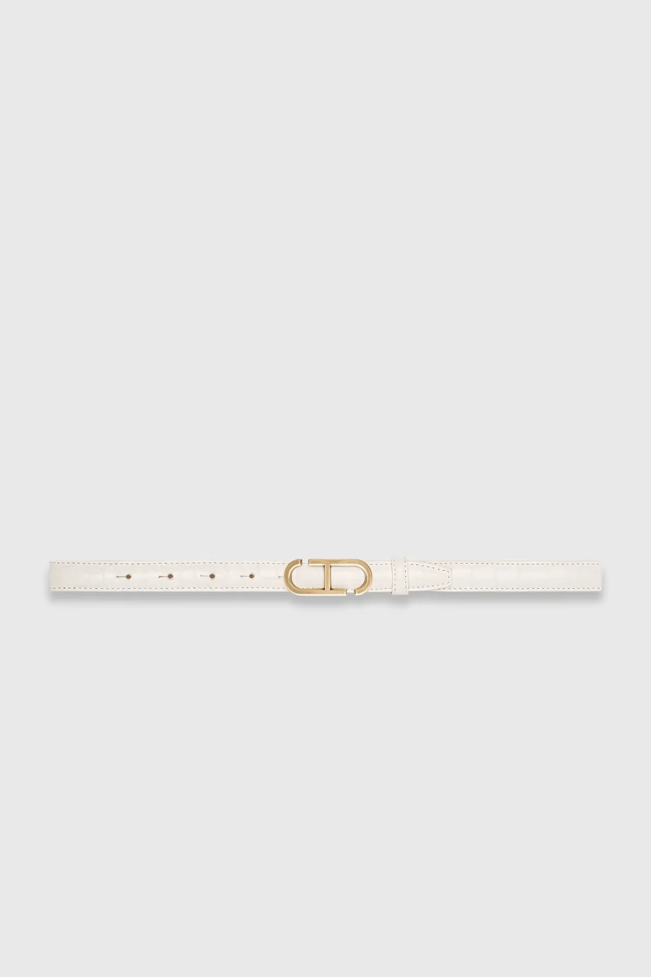 Leren Riem Dames Trophy Off White Croco Brass Buckle