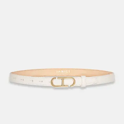 Leren Riem Dames Trophy Off White Croco Brass Buckle