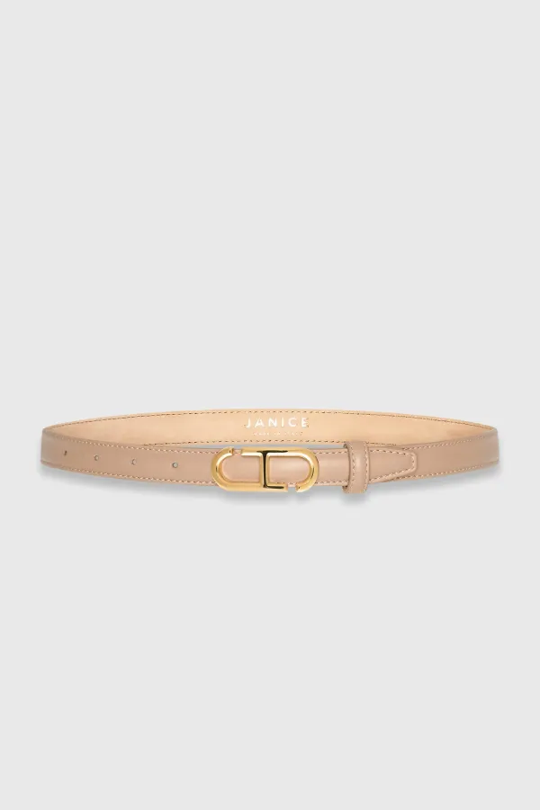Lederriemen für Damen, Trophy, taupe, mit goldener Schnalle