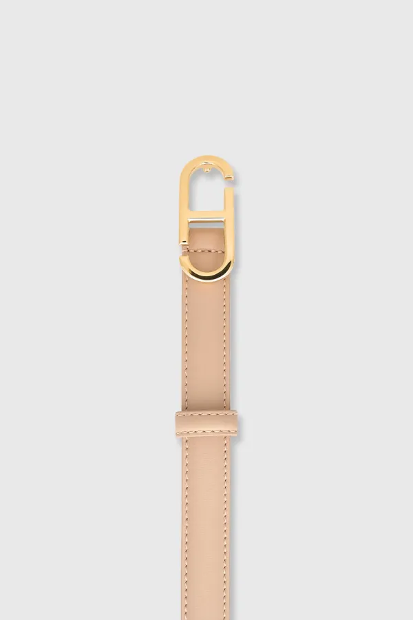 Lederriemen für Damen, Trophy, taupe, mit goldener Schnalle