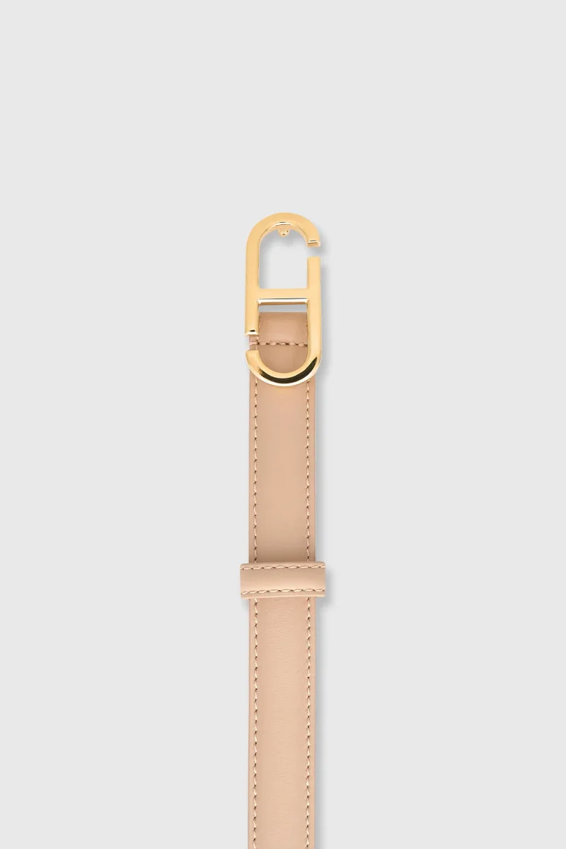 Women's Leather Belt - Trophy Taupe with Gold Buckle