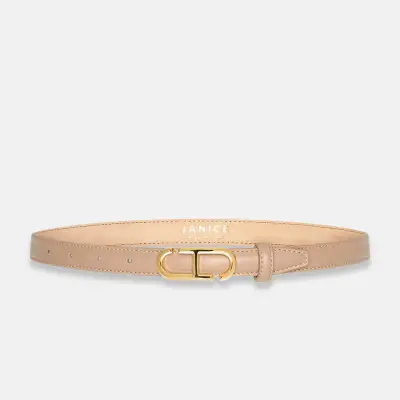 Leren Riem Dames Trophy Taupe Gouden Buckle