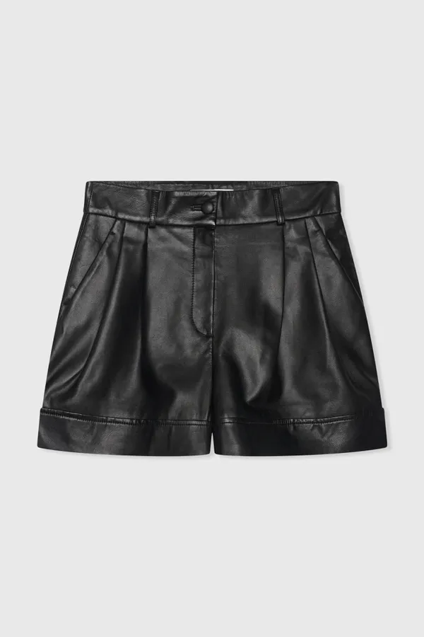 Damen-Shorts aus Leder, Modell „Arthur“, schwarz