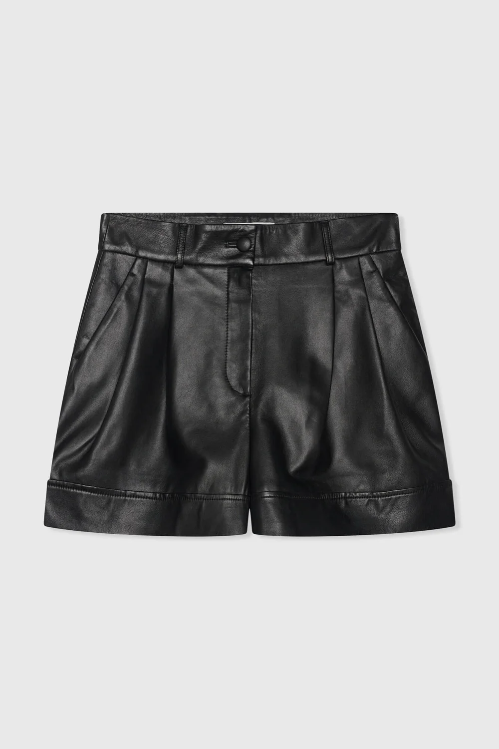 Damen-Shorts aus Leder, Modell „Arthur“, schwarz