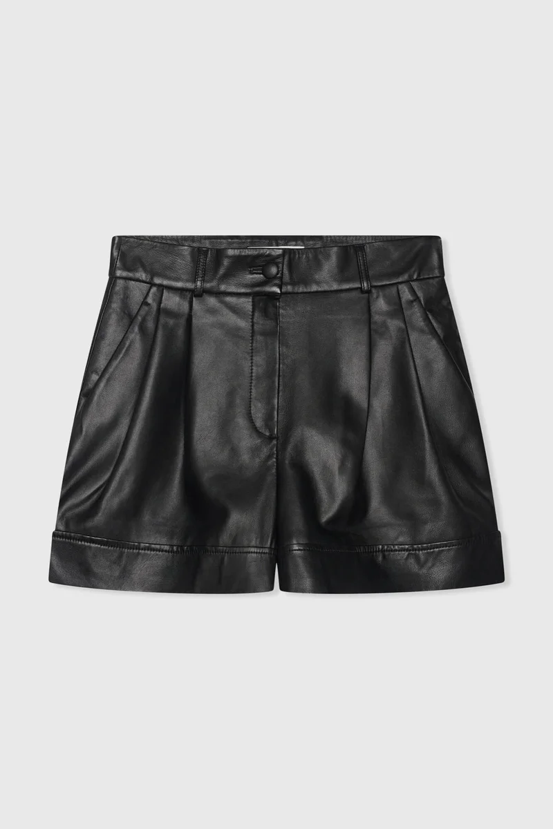 Damen-Shorts aus Leder, Modell „Arthur“, schwarz