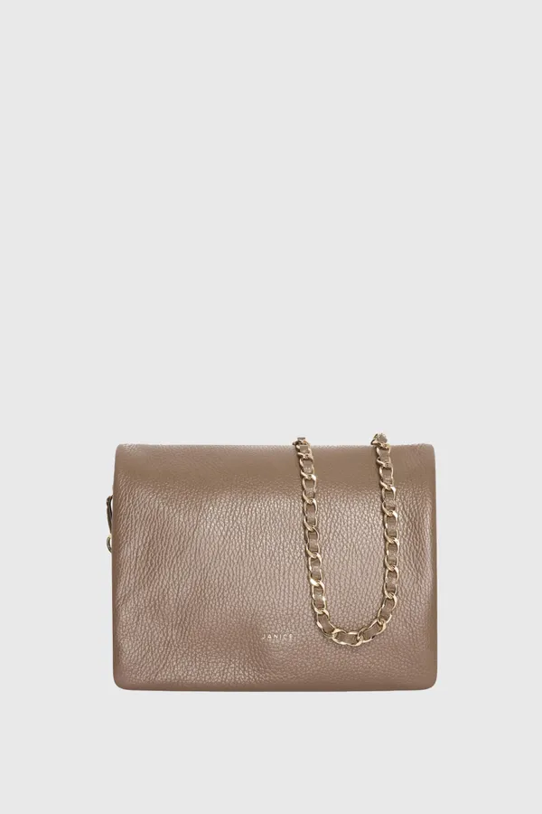 Leren Schoudertas Dames Skylar Taupe