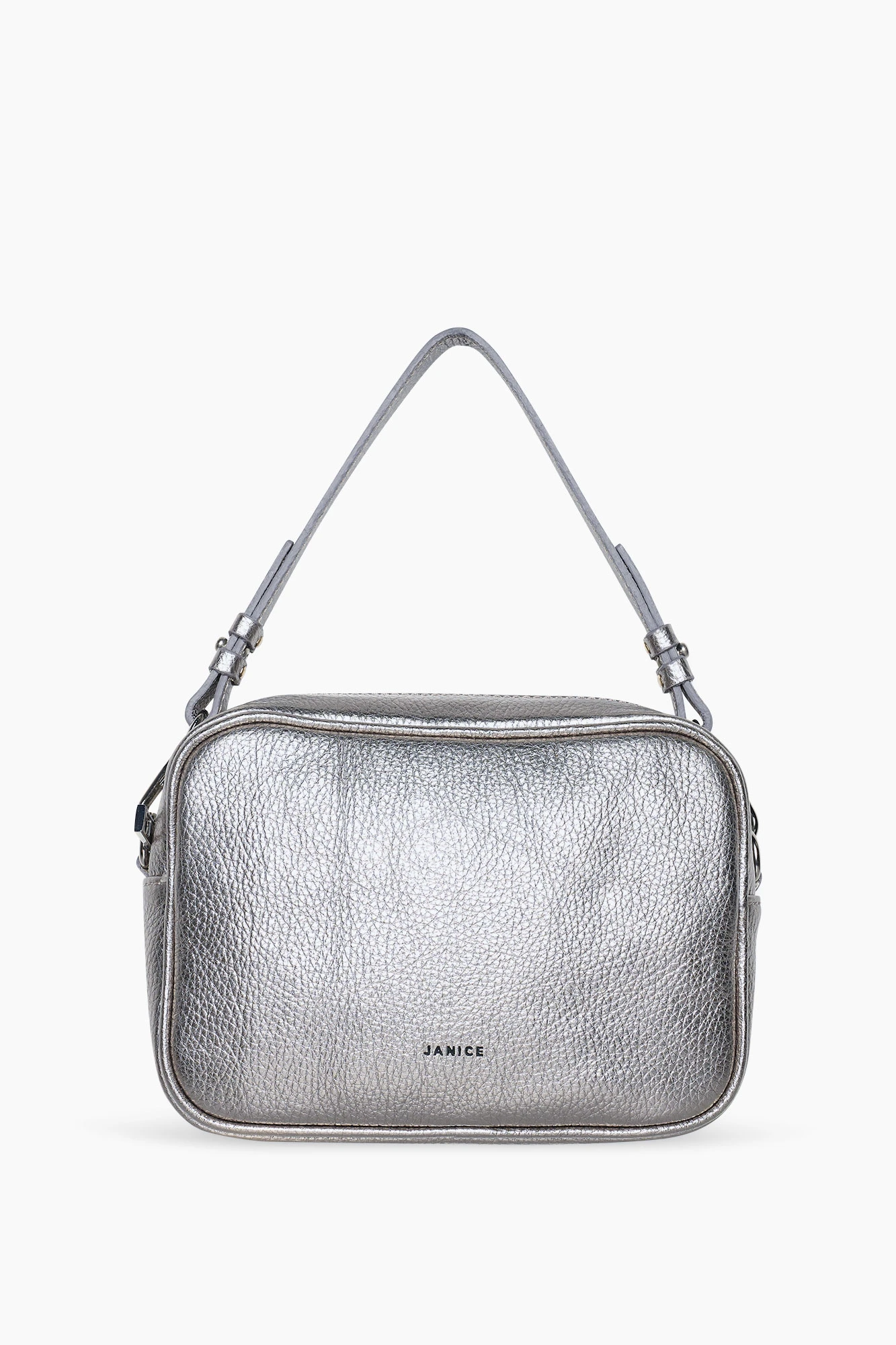 Leder-Umhängetasche für Damen „Bruce“ in Gun Metal