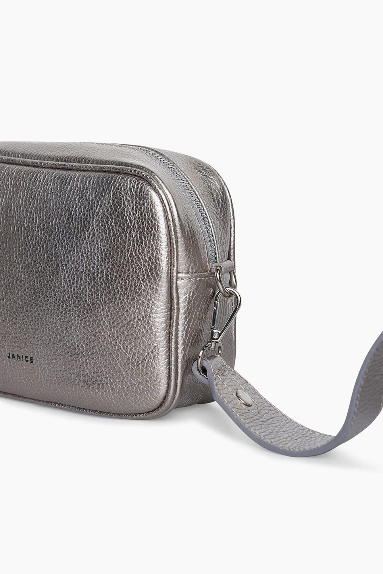 Leder-Umhängetasche für Damen „Bruce“ in Gun Metal