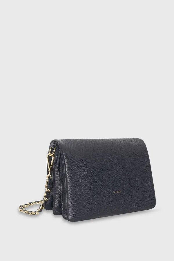 Leder-Umhängetasche für Damen Skylar, Marineblau