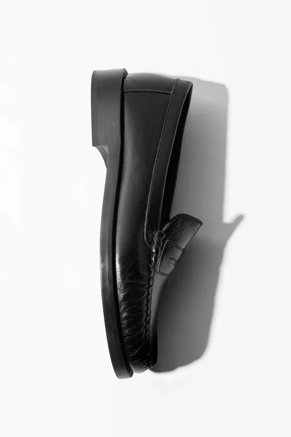 Leren Penny Loafer Dames Sevan Zwart