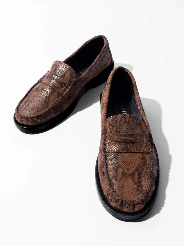 Leren Penny Loafer Dames Sevan Slangenprint