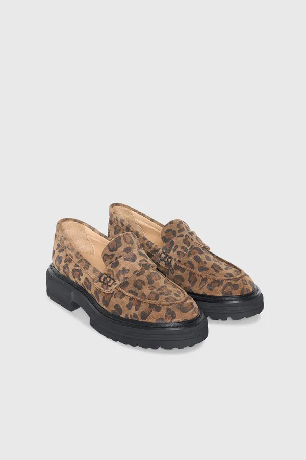 Devon Leopard-Print Suede