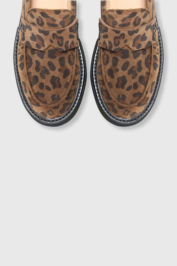Devon Leopard-Print Suede