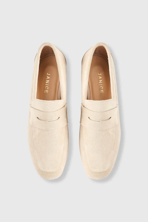 Loafer für Damen aus Wildleder, Modell Burt, Farbe Nude