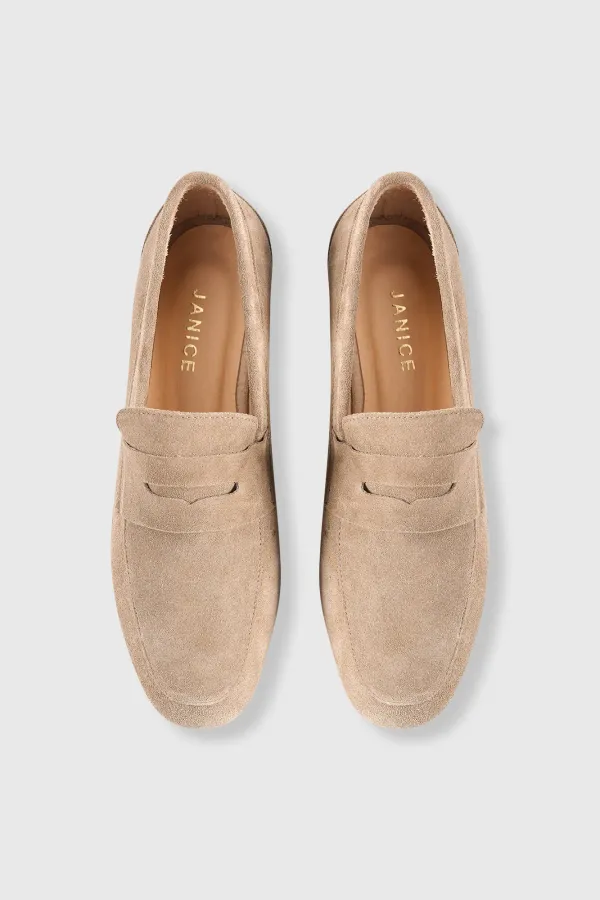 Loafer für Damen aus Wildleder, Modell Burt, Farbe Taupe