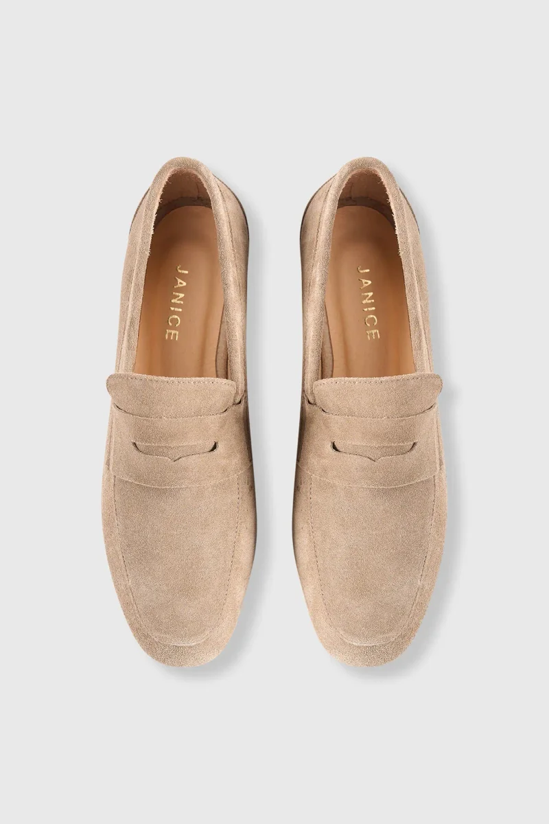 Loafer für Damen aus Wildleder, Modell Burt, Farbe Taupe