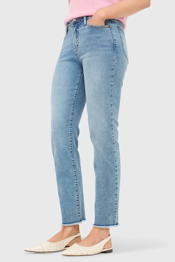 Mom-Jeans für Damen, mittlere Leibhöhe, Cooper-Blau 786