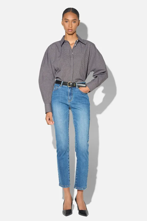 Mom Jeans Dames Mid Rise Blauw Cooper 258