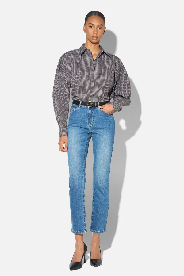 Mom Jeans Dames Mid Rise Blauw Cooper 258