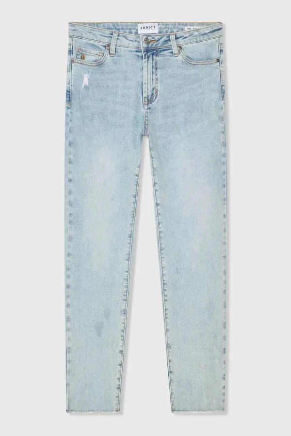 Mom-Jeans für Damen, mittlere Leibhöhe, Stretch, Cooper-Blau, 565