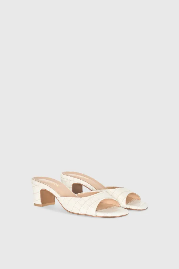Damen-Pantoletten aus Leder, Crew, Off-White
