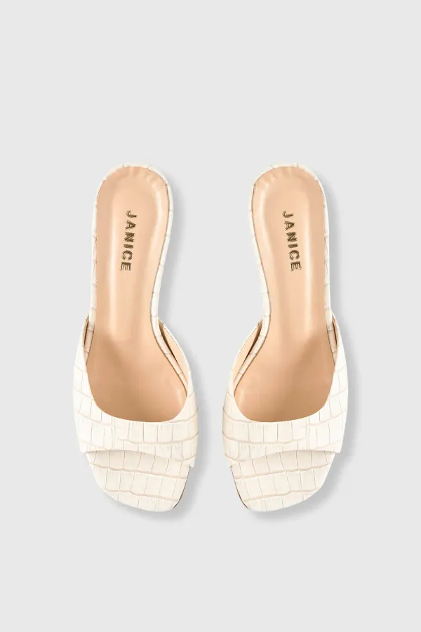 Damen-Pantoletten aus Leder, Crew, Off-White