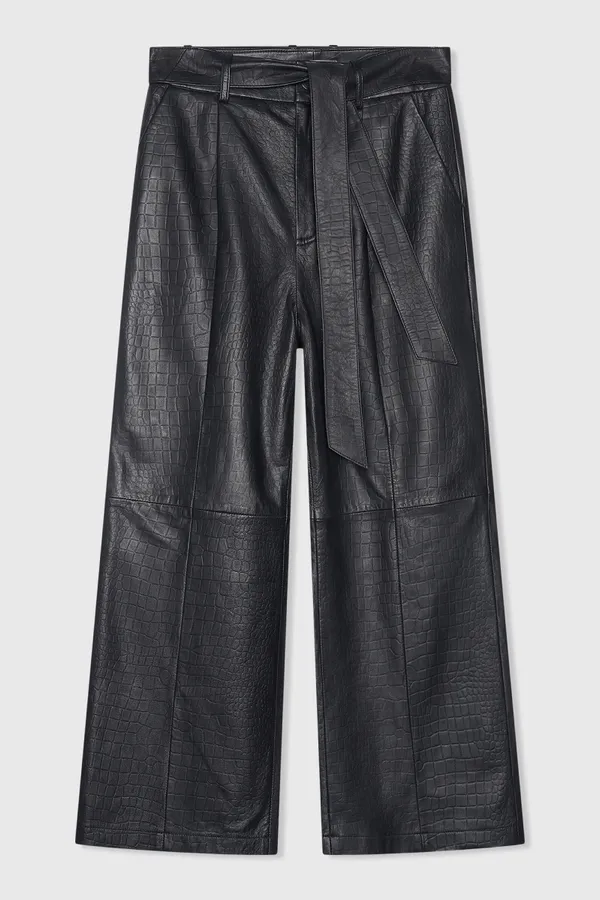 Nolan Black Crocodile Leather