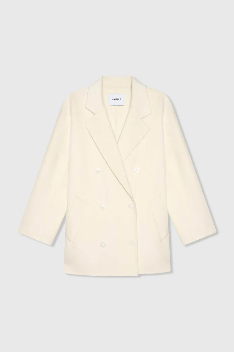 Kaschmir-Caban-Jacke für Damen, Double-Face, Kennedy, Off-White
