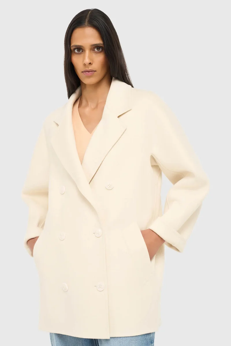 Kaschmir-Caban-Jacke für Damen, Double-Face, Kennedy, Off-White