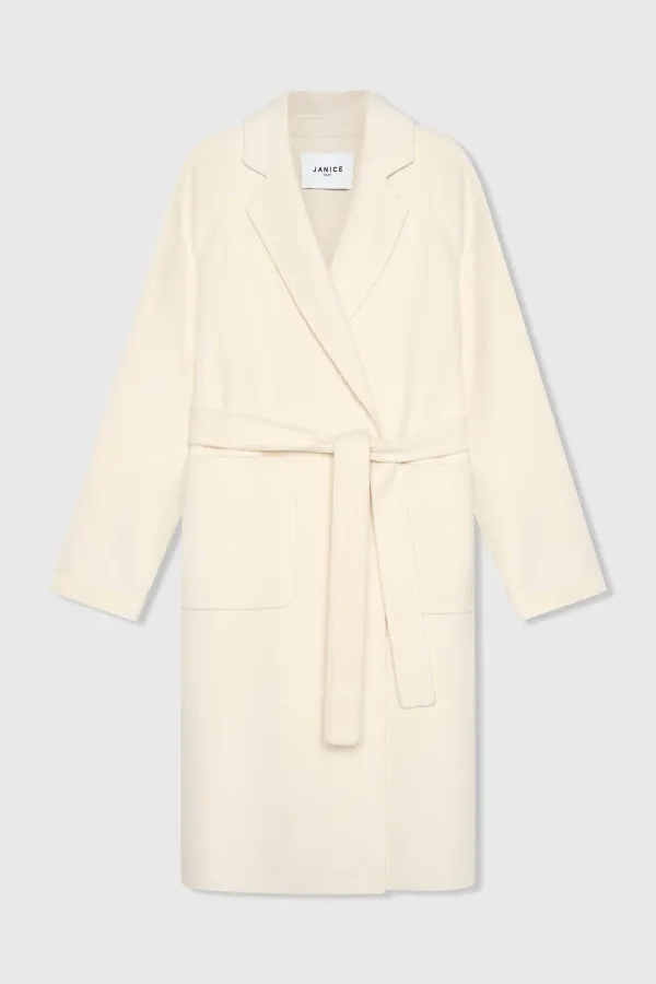 Women's Long Double-Faced Cashmere Coat, Jules, Off-White