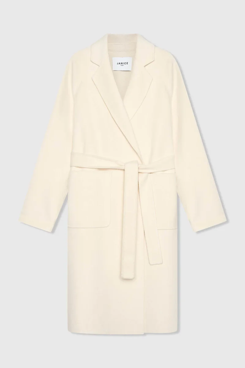 Women's Long Double-Faced Cashmere Coat, Jules, Off-White