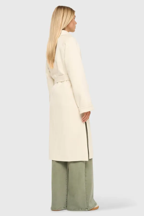 Women's Long Double-Faced Cashmere Coat, Jules, Off-White