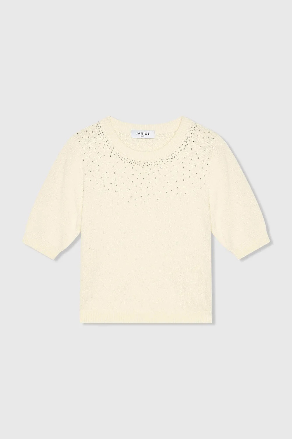 Off-White Cotton Women's Sweater with Rhinestones by Barret