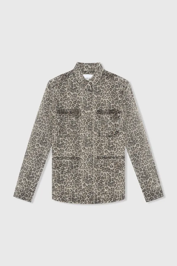 Jeansjacke mit Leopardenmuster für Damen – Dwayne