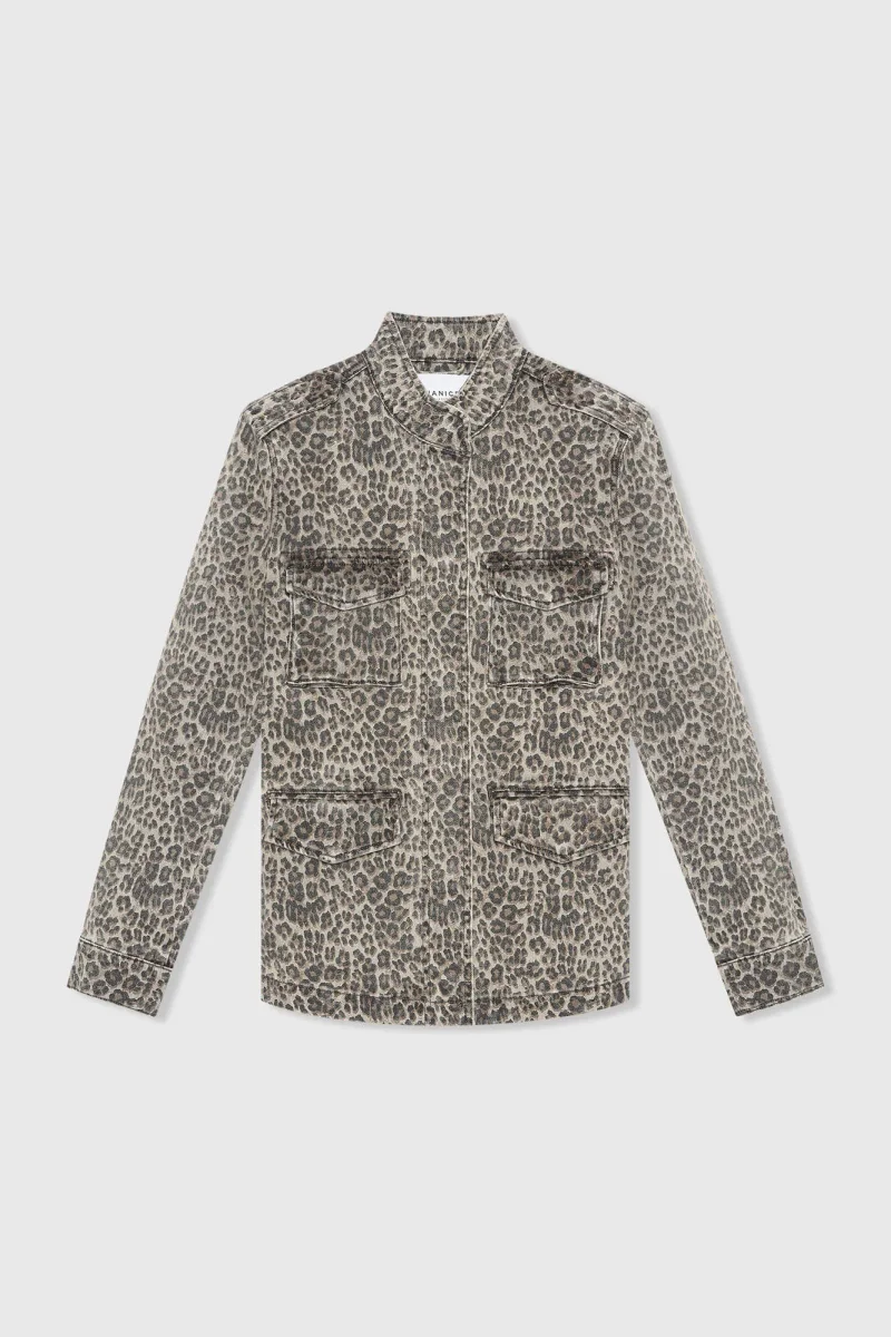 Jeansjacke mit Leopardenmuster für Damen – Dwayne