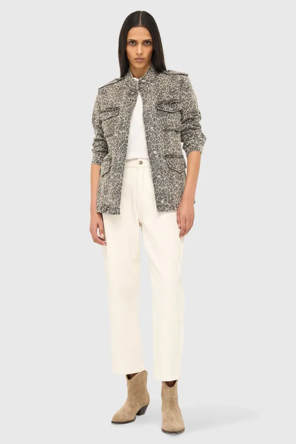 Jeansjacke mit Leopardenmuster für Damen – Dwayne