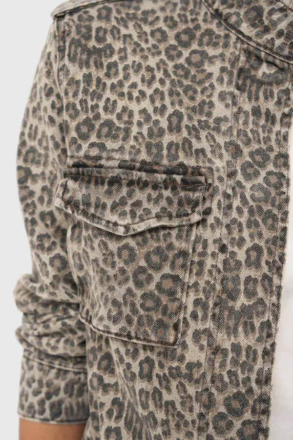 Women's Leopard-Print Denim Jacket Dwayne