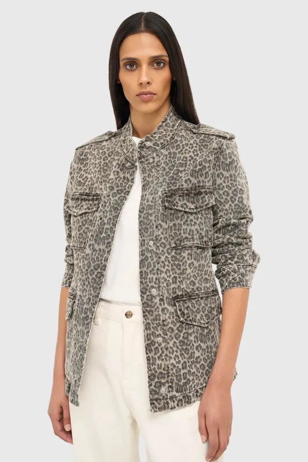 Women's Leopard-Print Denim Jacket Dwayne