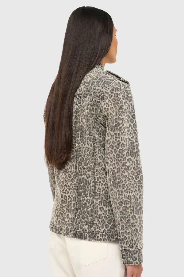 Women's Leopard-Print Denim Jacket Dwayne