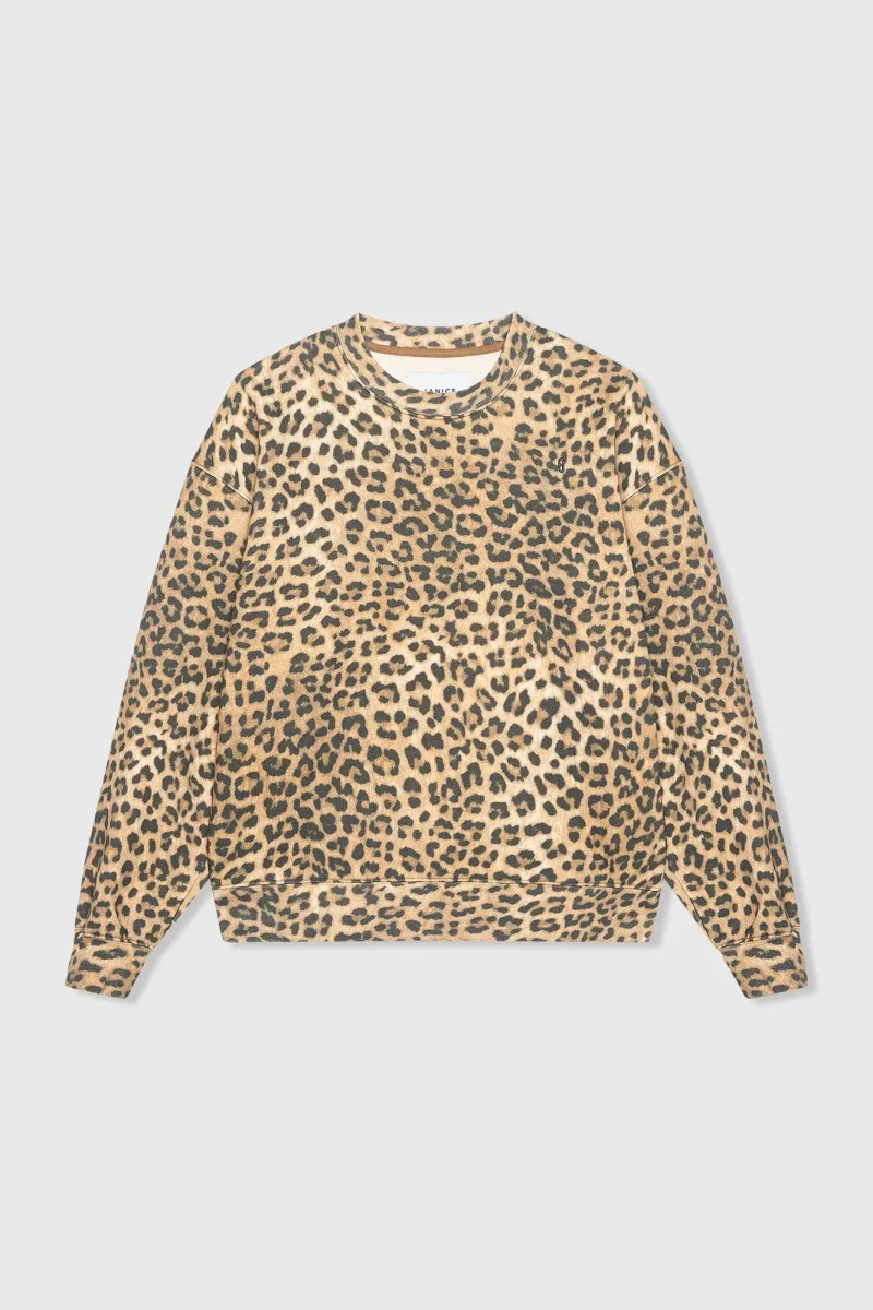 Sweatshirt für Damen mit Leopardenmuster aus Baumwolle von Owen