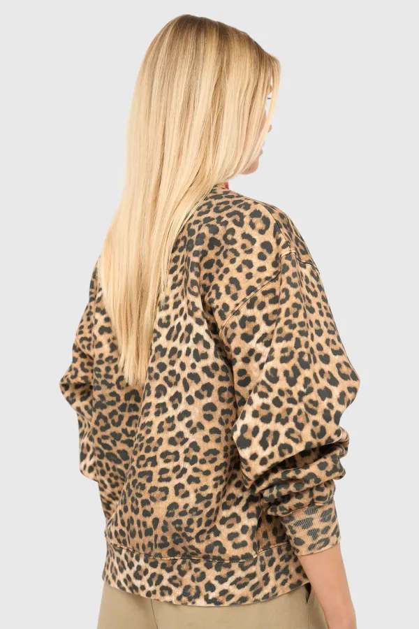 Sweatshirt für Damen mit Leopardenmuster aus Baumwolle von Owen