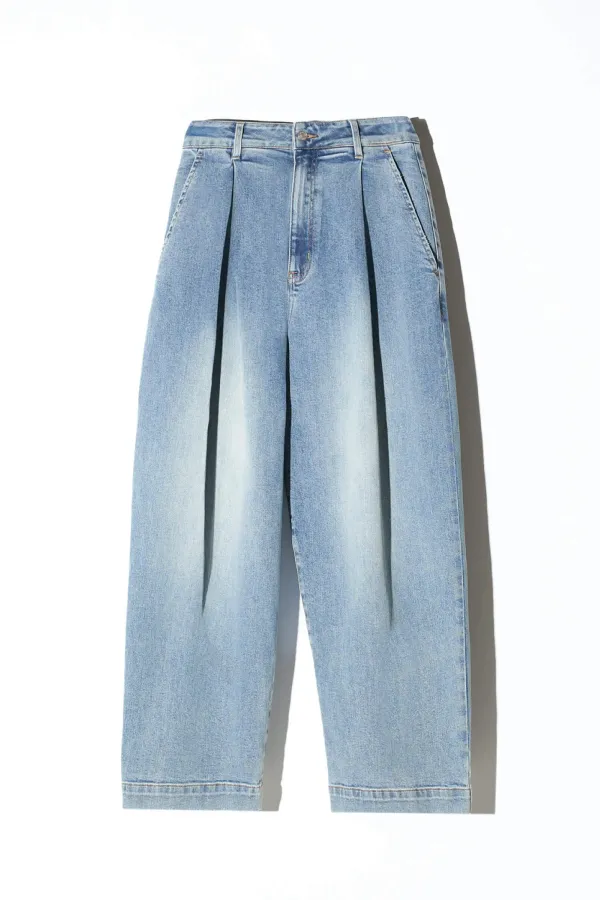Paperbag Jeans Dames Steekzakken Barrel Balti Blauw 114